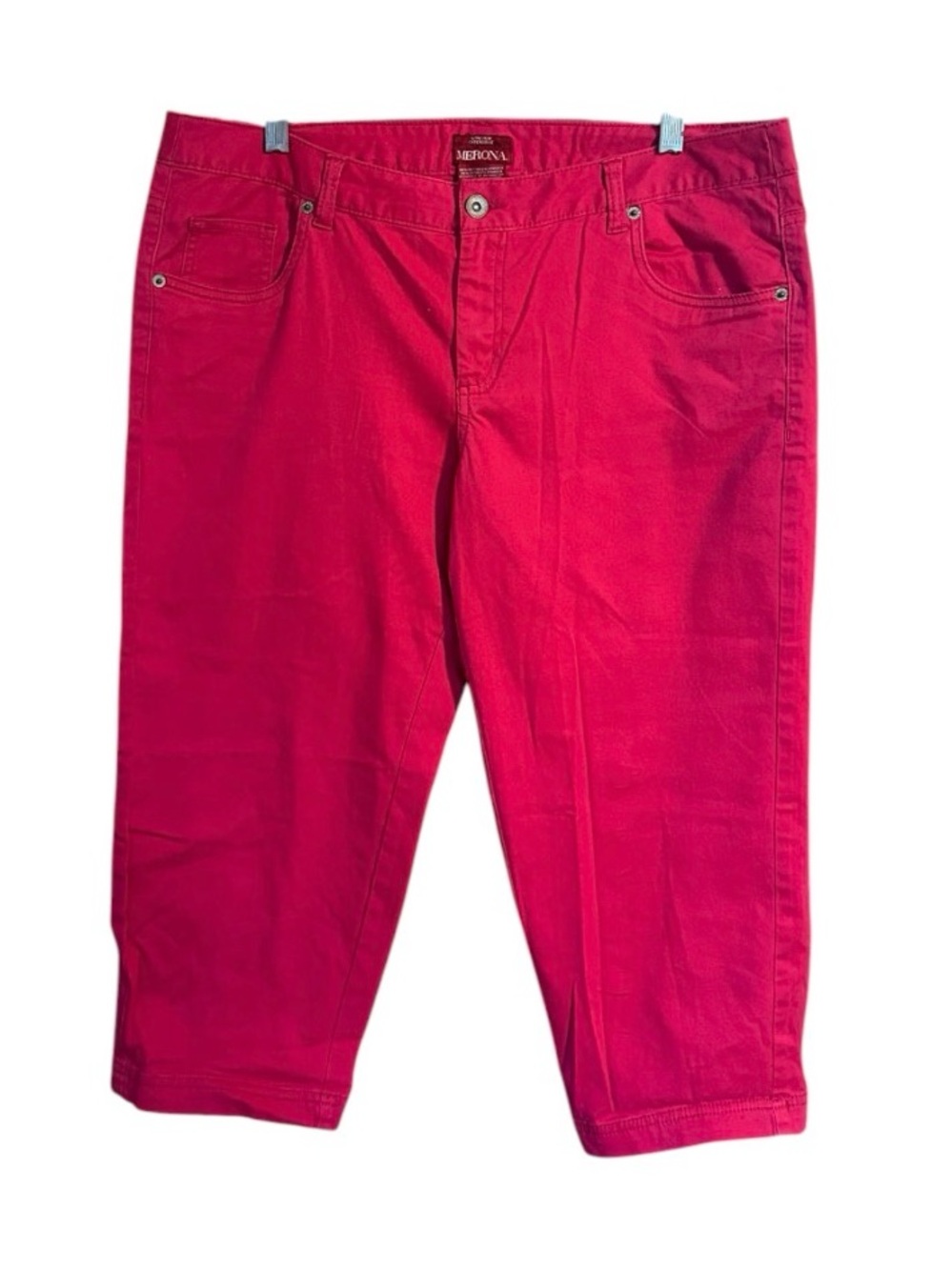 Merona Pink Stretch Capri Pants Women’s Size 12 Mid Rise Cropped Casual Summer